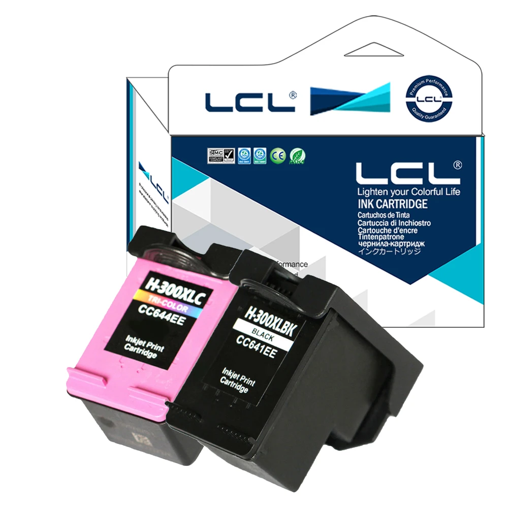 

LCL 300XL CC641EE CC644EE 641EE 644EE 641 644 (2-Pack) Ink Cartridge Compatible for HP  Deskjet D2560/D2660/D5560/F2480/F4280