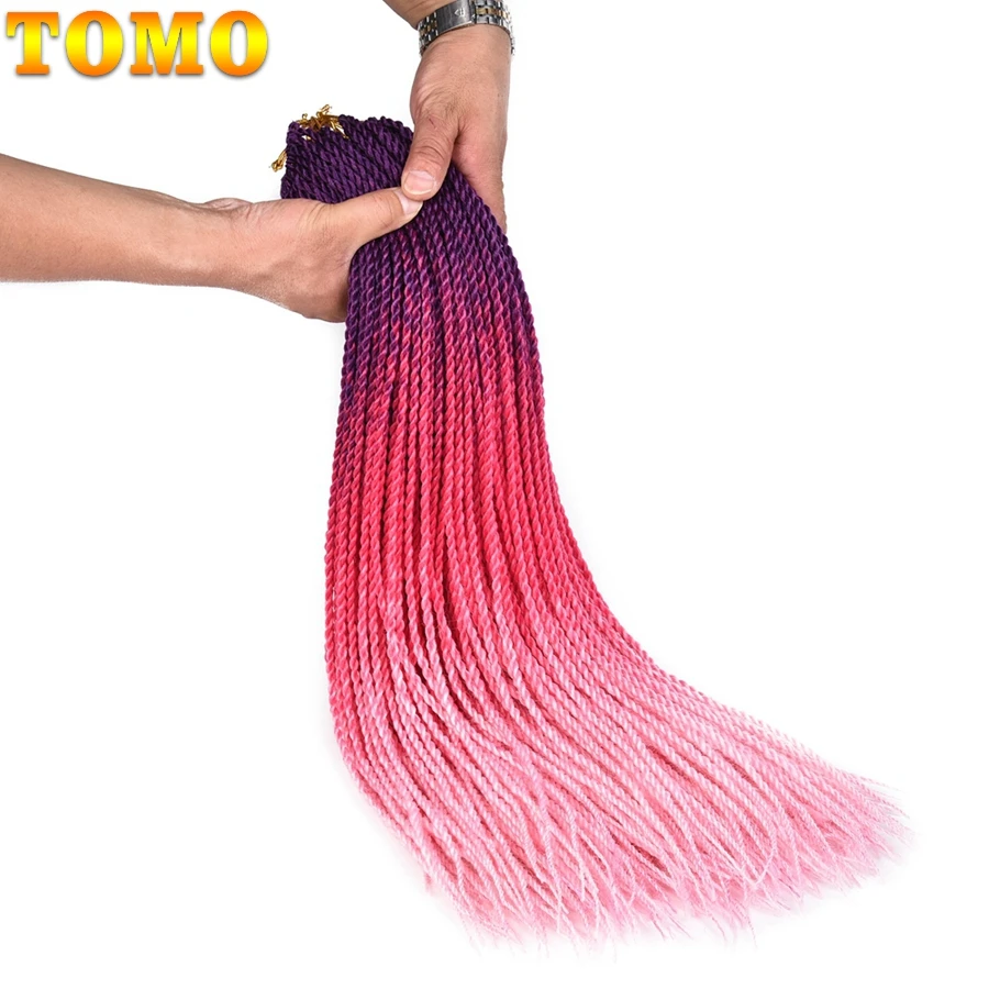 

TOMO Small Colored Senegalese Twist Crochet Braids 24Inch 30Strands Synthetic Hair for Braid Ombre Crochet Braiding Hair