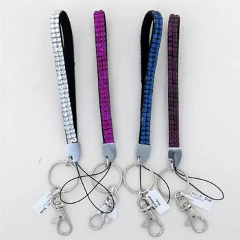 

Fashion 100pcs Wholesale Bling Crystal Rhinestone Short Lanyard Wrist Hand Strap For Badge Holder Cell Phone Key Holders