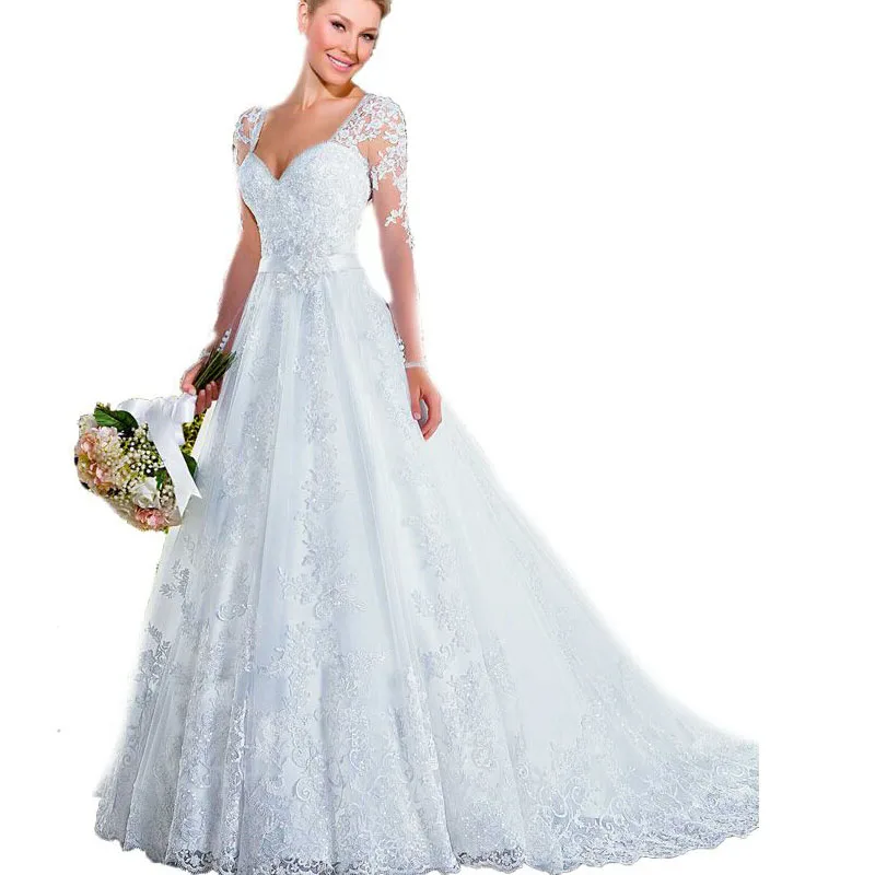 ^Cheap Custom Made Grootte En Kleur Trouwjurk Applicaties Hollow Lange Mouwen Moslim Trouwjurken Bruid Jurken Vestidos De Noche ^Cheap Custom Made Grootte En Kleur Trouwjurk Applicaties Hollow Lange Mouwen Moslim Trouwjurken Bruid Jurken Vestidos De Noche