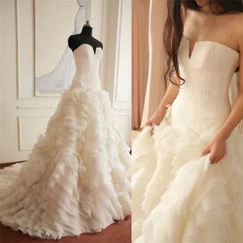 

Hot Sale Elegant A Line Strapless Sleeveless Ruffle Wedding Dress 2019 Custom Made Bridal Dresses Vestido De Noiva IZ404