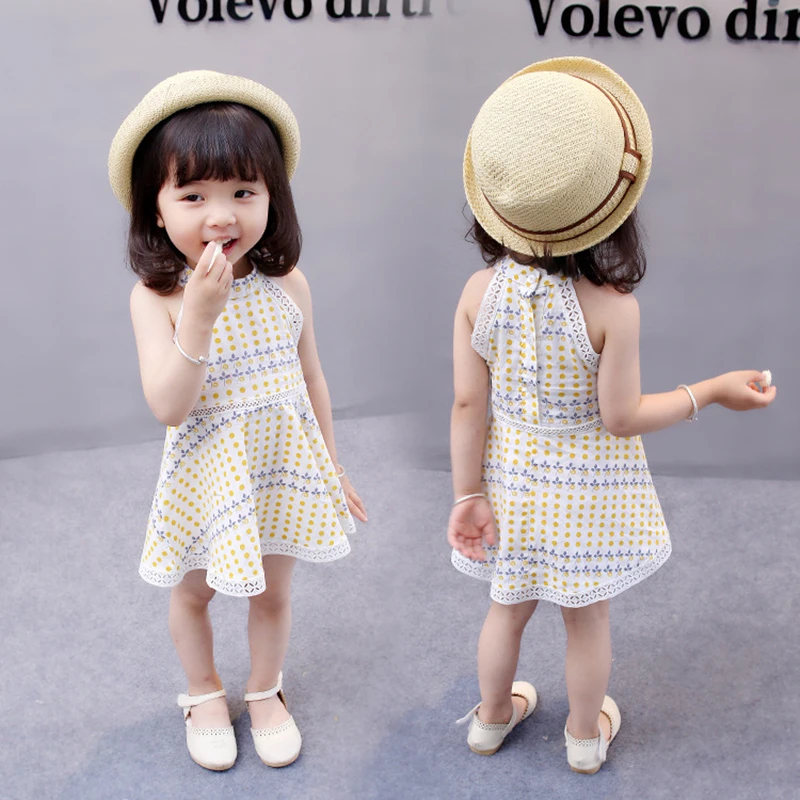 

Dot Design Girl Dresses Sleeveless Cotton and Lace Toddler Baby Girl Dress Summer Dresses For Girls Kids Gift Children Clothes
