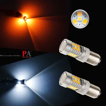 

PA LED 2pcs x 1157 BAY15D Dual Color Switchback 28SMD LED DRL Direction Light Bulb 12V 24V