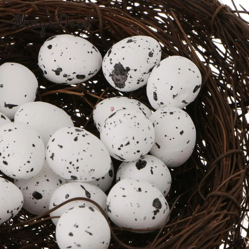 30 Pieces 1.2'' Art Lovely Birds Eggs DeFoam Spotted Eggs for Birds Breeding DIY Micro Landscape for Home Office Garden Decor