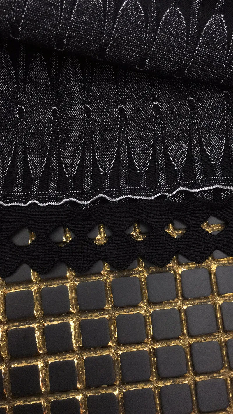 Высокое качество черный жаккардовый узор без Рукавов Линия вискоза Бандажное Платье женское вечернее платье