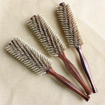 

3pcs/set Extra Thick Boar Bristle Combs Hairdresser Curly Hair Rolling Hairbrushes Wooden Cylinder Comb Boar Bristle Brush 1328