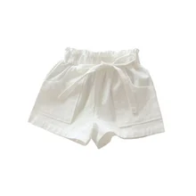 Весенне-летние яркие милые детские хлопковые шорты для девочек, однотонная Одежда с бантом для маленьких девочек, повседневные штаны, детские штаны с конфетным орнаментом, Новинка