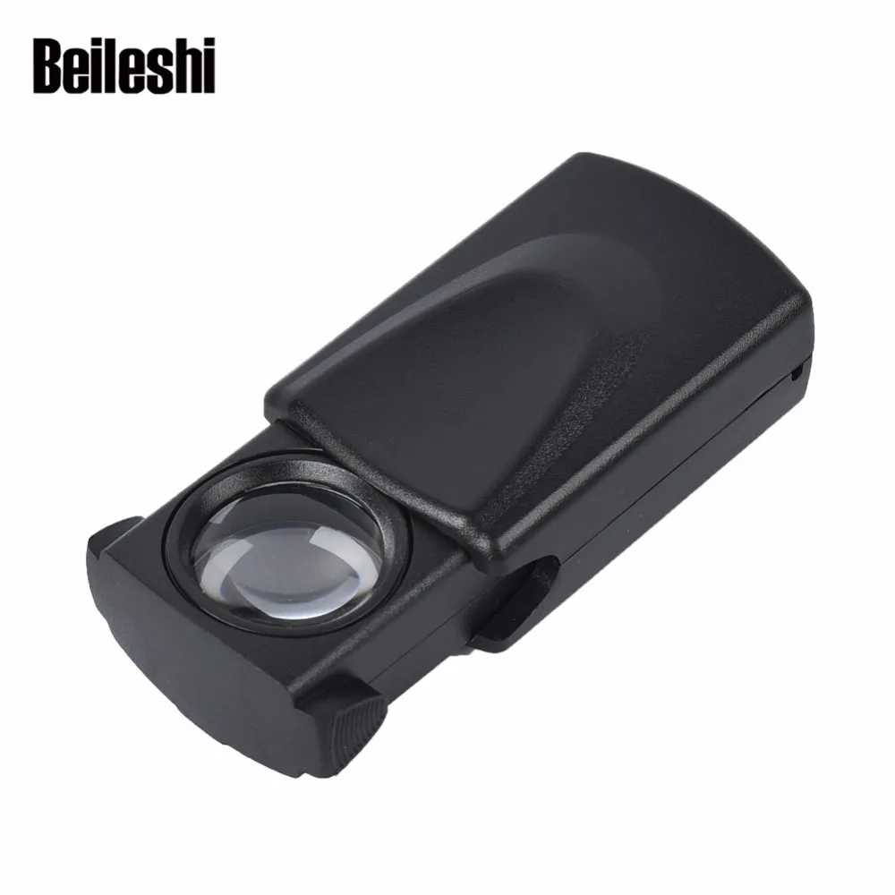 Portable 30X Pull Type Magnifier Mini Pocket Magnifying Glass Led