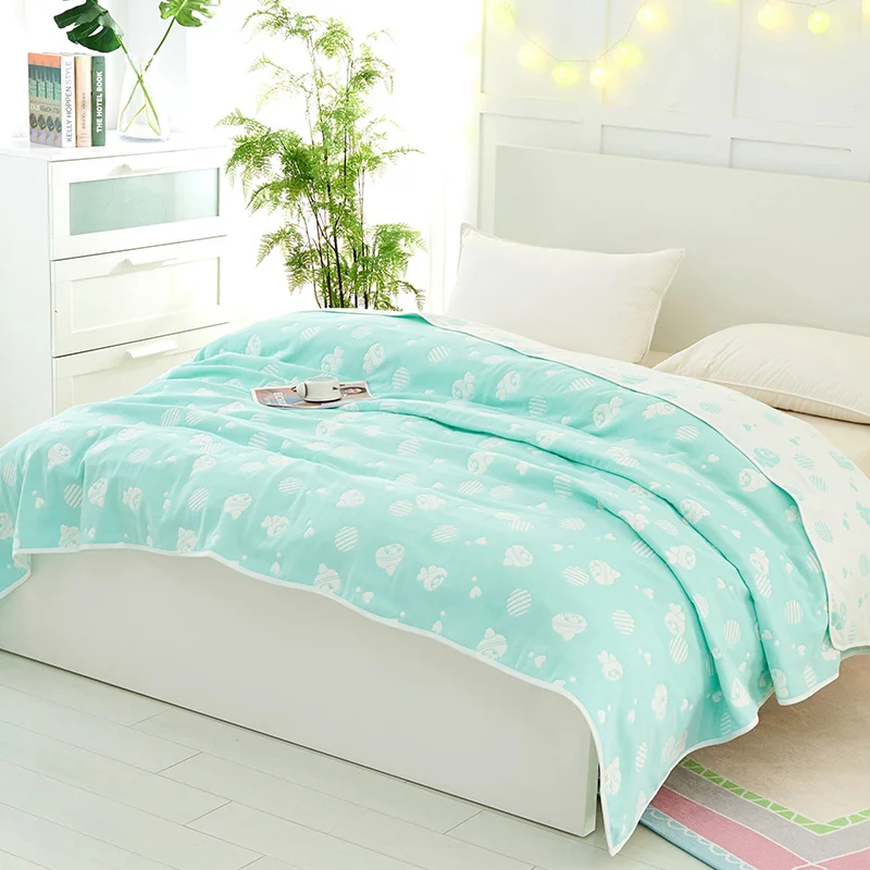 

2018 Ice Cream Green Children Thread Towel Blankets Summer Knitted Quilt Cotton Fabric Air-Condition Nap Quilt