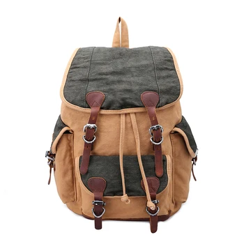 

Men's Women's Vintage Canvas Leather Cotton Bag Rucksack Mountaineering Book Backpack School Casual Backpacks