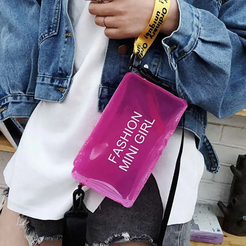 Повседневные прозрачные женские сумки через плечо, пластиковые, карамельные цвета, сумка через плечо, желе, маленькие сумки для телефона, широкие лямки, с клапаном, Bolsa