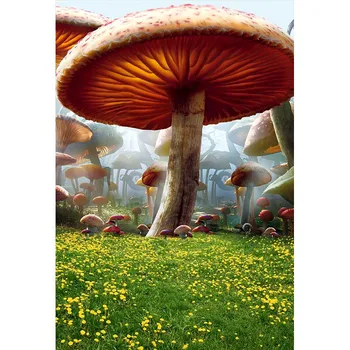 

Baby Photo Studio Backgrounds Children Fairy Tale Fantasy Mushroom Scenic Photography Backdrop printed fondos fotografia estudio