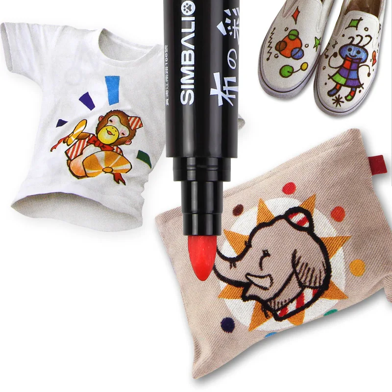 Simbalion ткань и футболка маркер для рисования линий 12 цветов двуглавая текстильная краска ткань пигментный маркер DIY художественные принадлежности