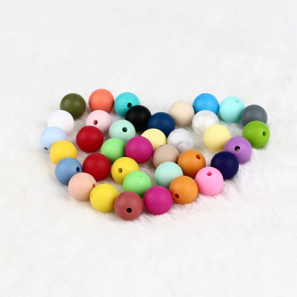 

TYRY.HU 100Pcs/Lot 19mm Round Shaped Beads Teething Baby Teethers DIY Necklace Pacifier Chain Food Grade Silicone BPA Free
