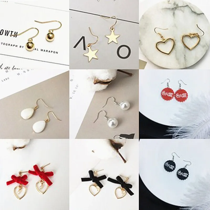 

Boucle D'oreille Love Heart Earrings for Women Geometric Statement Gold Silver Color Dangle Drop Swings Earings Fashion Jewelry