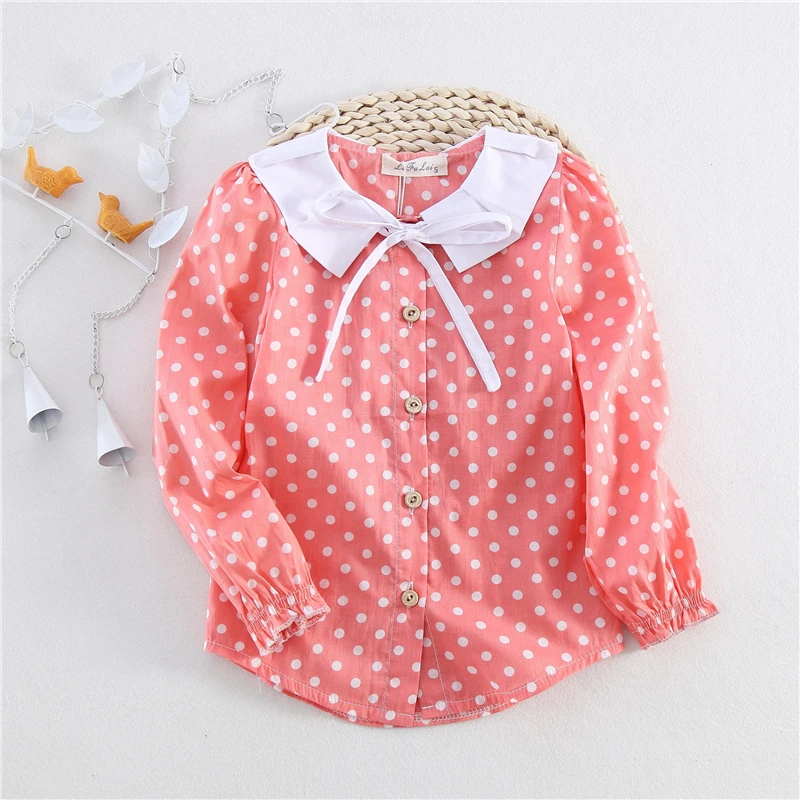 1pcs/lot Free shipping Girl Pink Polka Dot Shirt Sweet and cute child