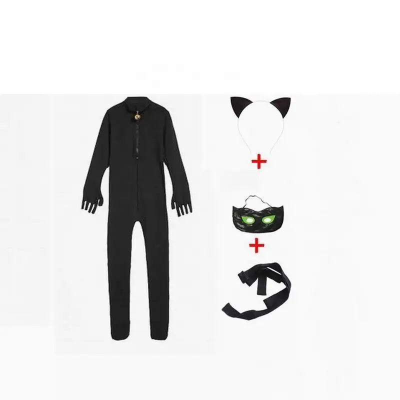 Ladybug Cat Noir Carnival Halloween Costume For Kids Ladybug Boys Cosplay Party Clothes Mask Lady Bug Costumes Jumpsuits Set