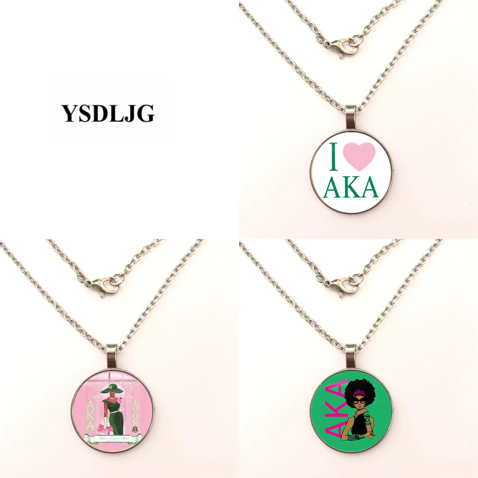 Женское ожерелье с подвеской Kap Alpha Sorority розовое и зеленое дизайнерское украшение
