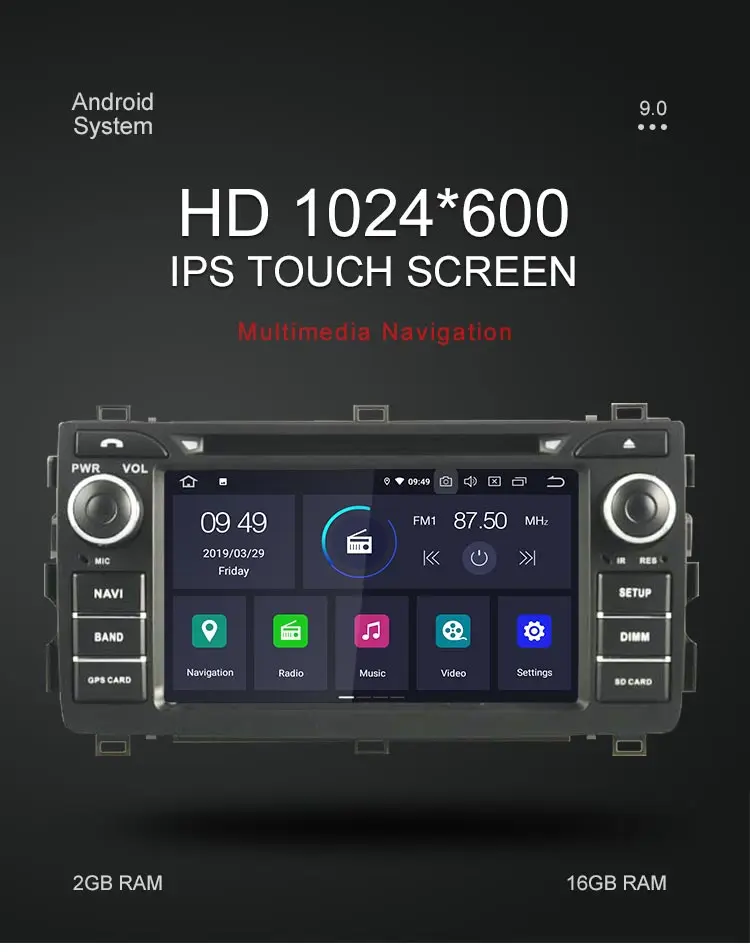 Cheap Besina Android 9.0 Car DVD Player For TOYOTA AURIS 2013 2014 2015 Multimedia GPS Navigation Stereo 2 Din Car Radio WIFI Canbus 1
