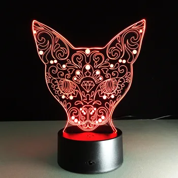 

3d Led Night Light Visual Touch Desk Lamp Cathead Colorful 3d Light Gifts Luminaria De Mesa Wireless Table Lamps