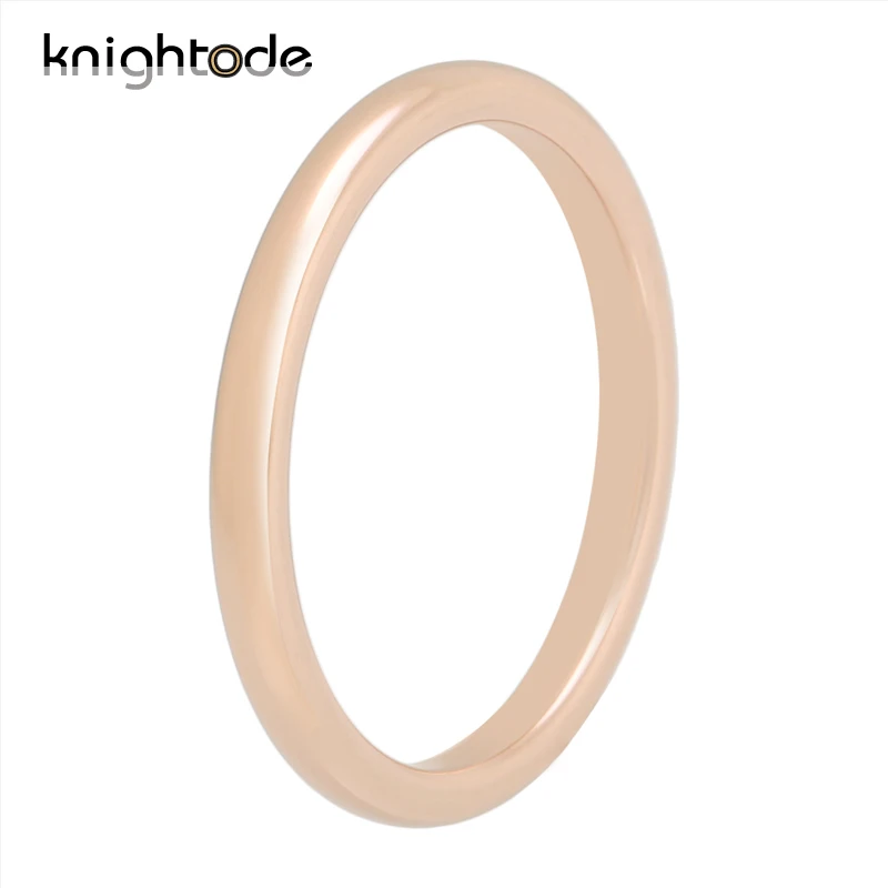 

2mm Women Wedding Ring Tungsten Carbide Rose Gold Rings Mirror Polished Dome Simple Style Band