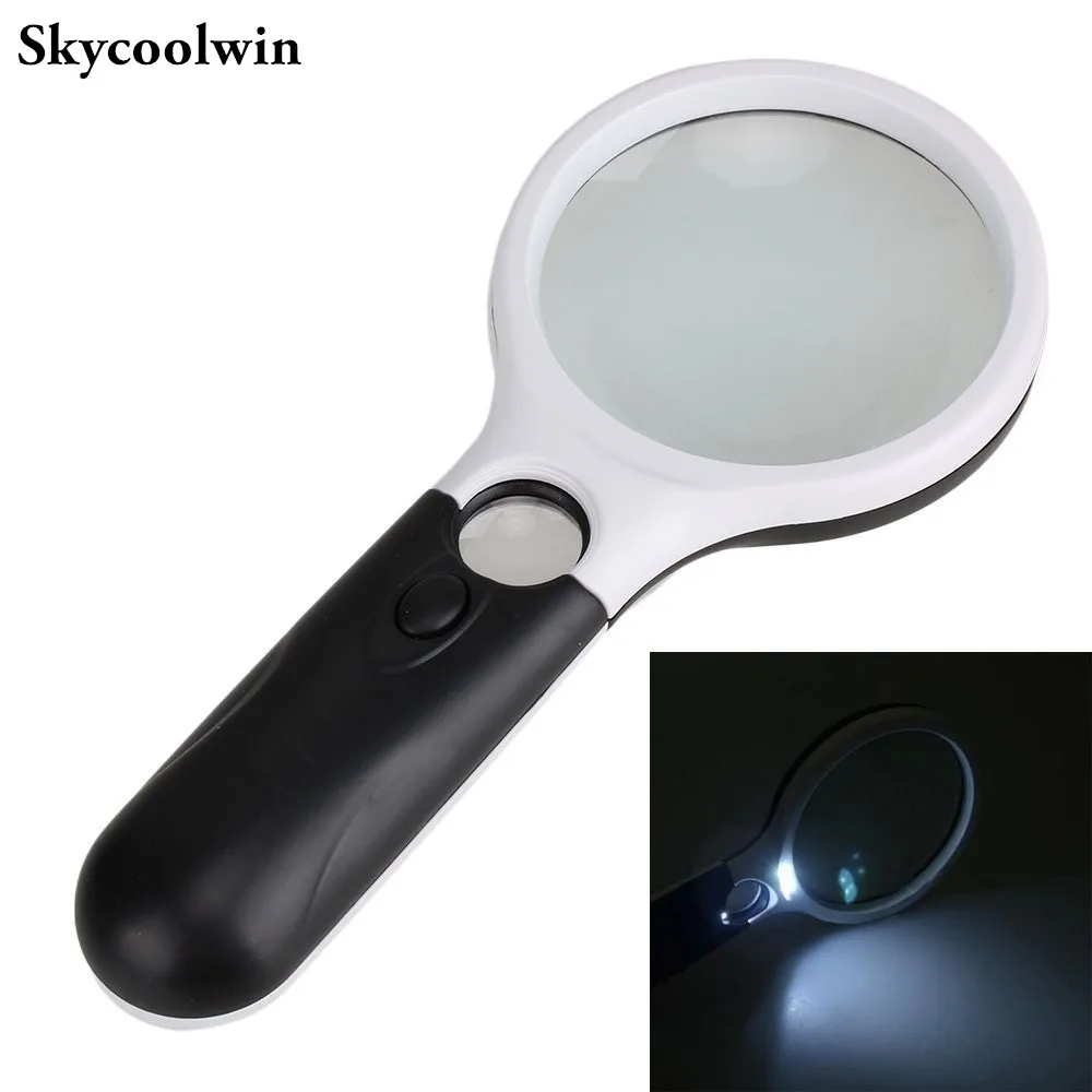 3X 45X Magnification 3LED Double light handheld Jewelry Magnifier