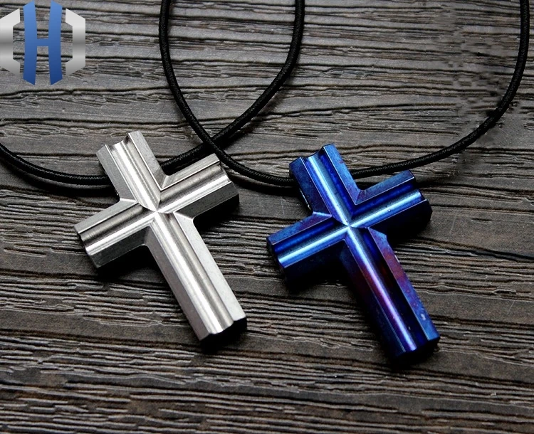 

CNC Titanium Making Cross Necklace Pendant Jewelry Pendant EDC Beads