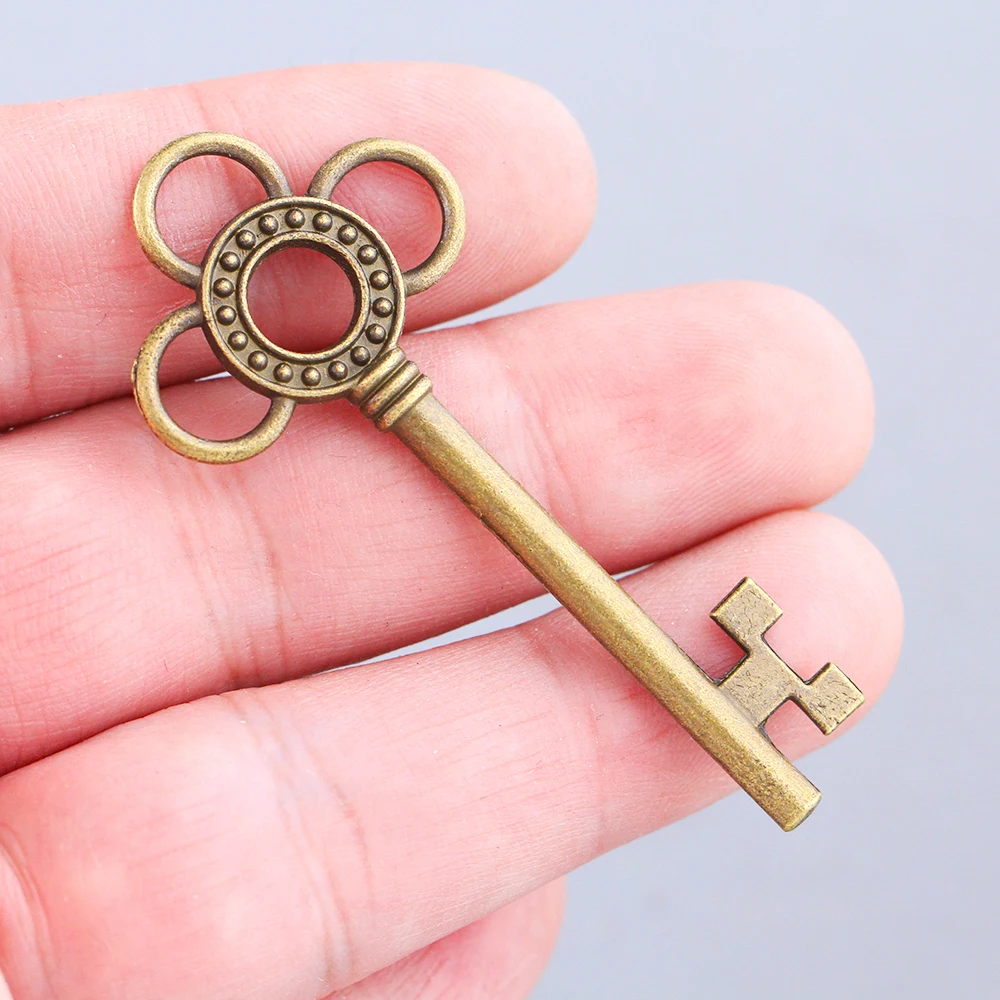 61*27mm 5pcs/lot 2015 New Fashion Antique Bronze Plated Handmade Charms Pendant Keyscharm