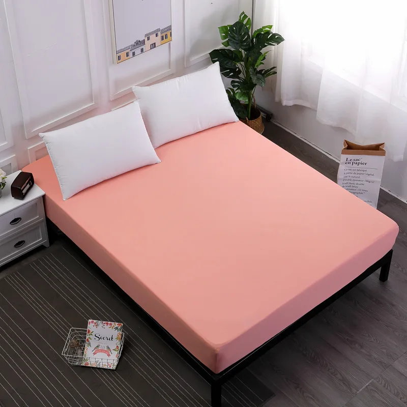 

220x200cm Mattress Cover Solid Soft Fitted Sheet Elastic Band High Quality Mattress Protect Cover Air-Permeable Anti Dust Mite