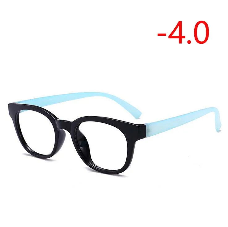 1,0-1,5-2,0-2,5-3,0-3,5-4,0 круглые очки для близорукости женские мужские Ретро TR90 очки для близорукости полосатая оправа - Цвет оправы: Myopia 400