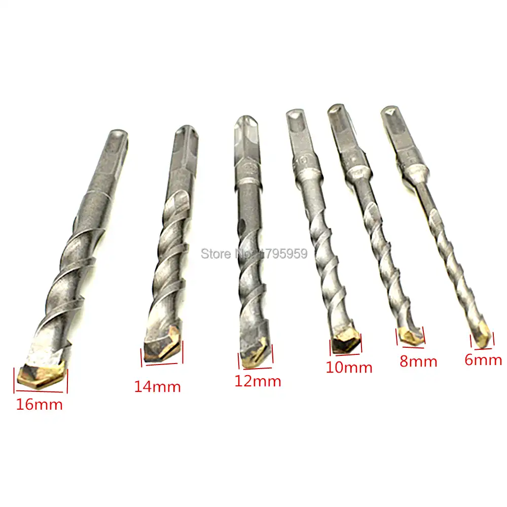 Masonry Hammer Drill Bit SDS 4 Slots Square Shank 6mm 16mm 2 flute