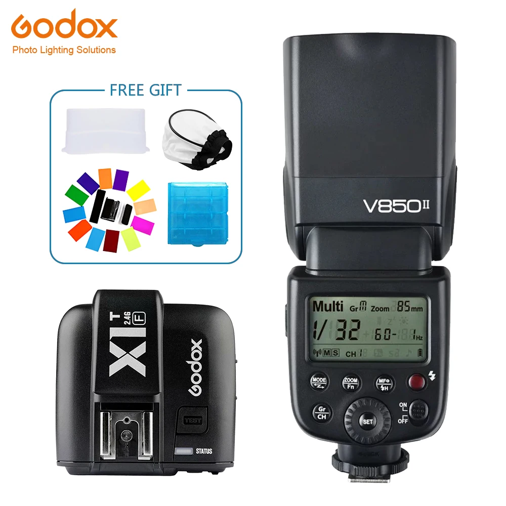 

Godox V850II Speedlite lithium battery flash Wireless 2.4G GN60+X1T-F Transmitter Wireless Flash Trigge for Fujifilm Camera
