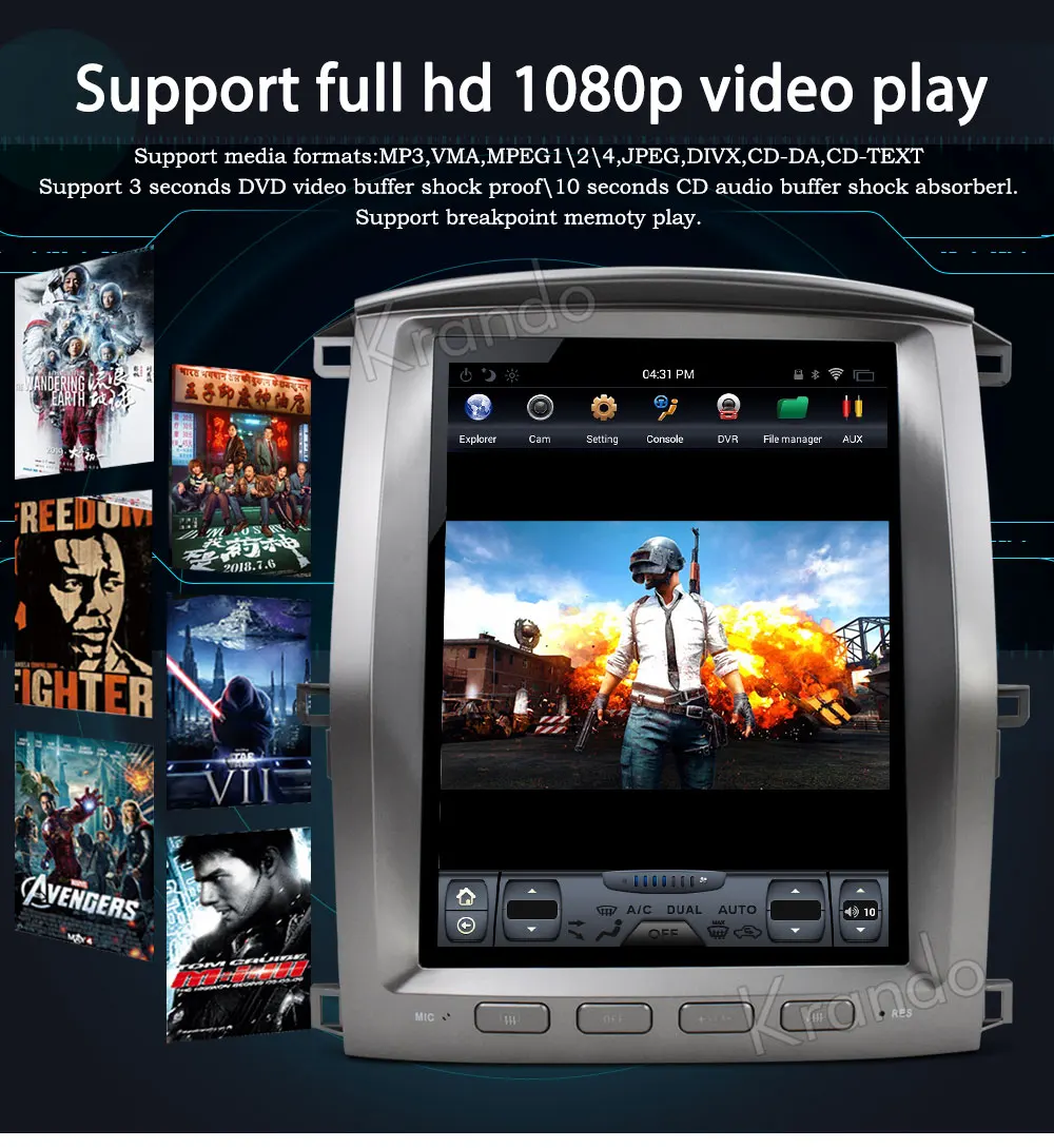 Excellent Krando Android 8.1 12.1" Vertical screen car audio radio player for Toyota Land Cruiser lc100 2002-2007 GPS navigation 8