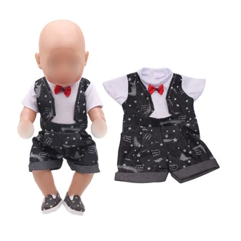 

43 cm dolls Clothes Boy's bow tie suit Baby toys Dress fit American 18 inch Girls doll gift for children a1