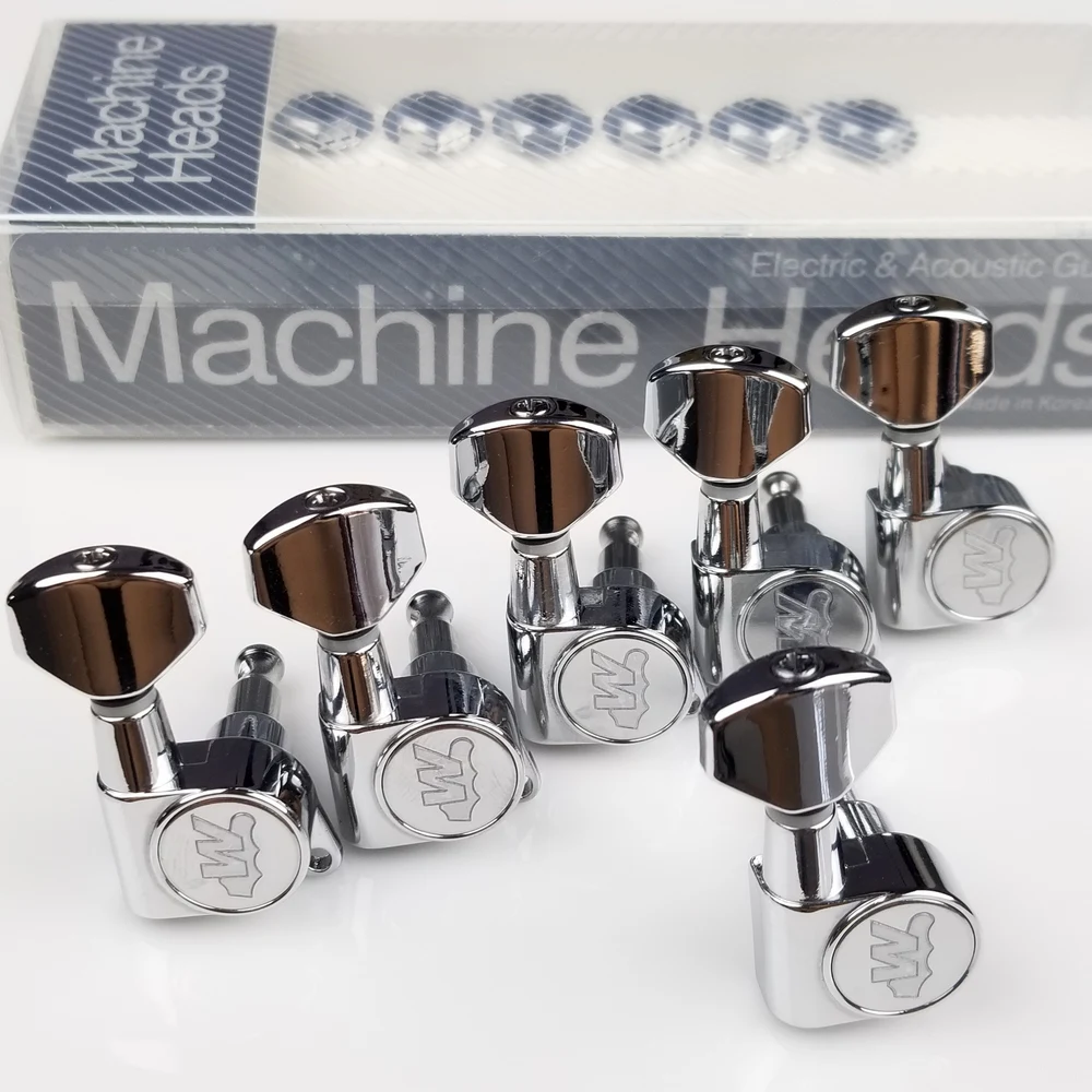  Wilkinson WJ-07 Electric Guitar Machine Heads Tuners for ST or TL Chrome Silver Tuning Pegs ( With 