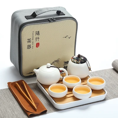 Китайский керамический из чаочжоу чайный сервиз чайник поднос для хранения чайник Си Ши чашка чайный набор кунг-фу простая портативная дорожная Сумка офисная Питьевая чашка - Цвет: 1pcs