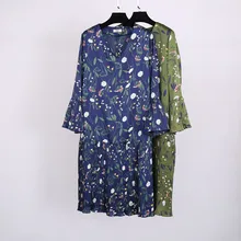 spring fashion new printed v-neck dress XL-4XL