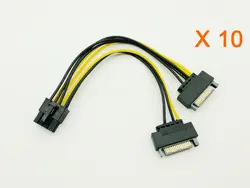 10 шт. двойной SATA 15pin к 8pin графическая карта адаптер питания кабель 20 см PCIE питания SATA кабель 8 p к SATA для BTC Miner Mining