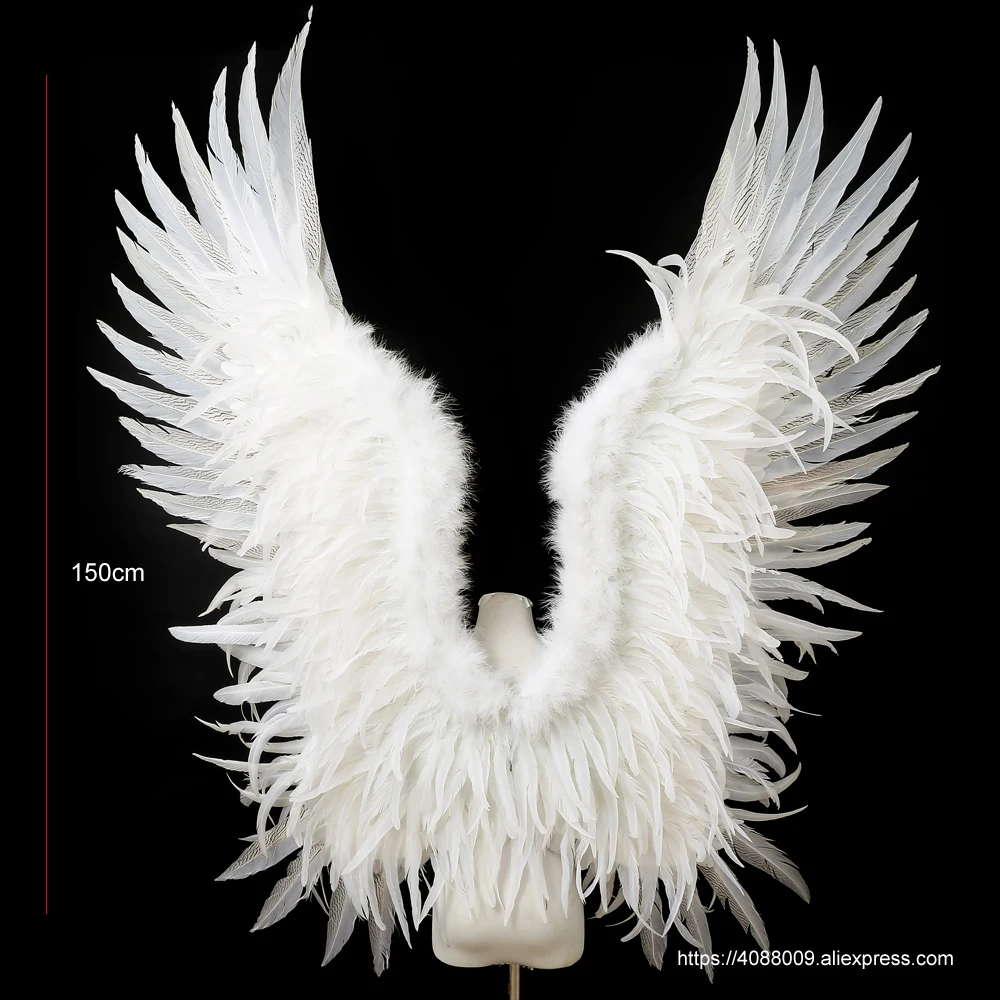 Высокое качество, роскошные чисто белые крылья ангела, большие креативные декоративные реквизиты для свадьбы, вечерние, торжественные, красивые крылья феи, 150 см