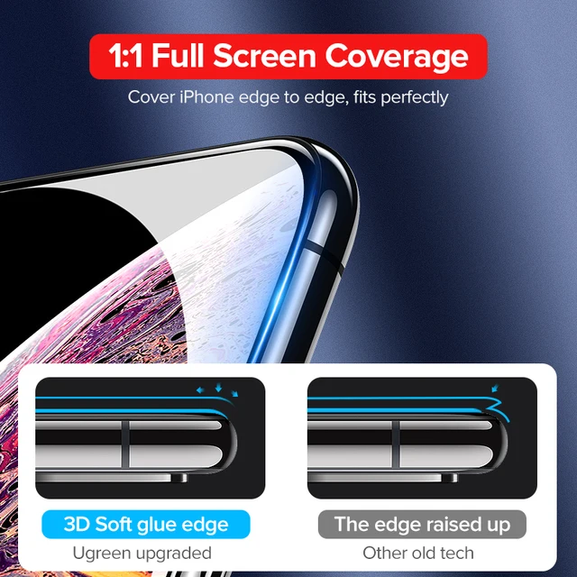 Ugreen-Protector de cristal templado para pantalla de móvil, protector de vidrio templado para iPhone 7, X, XS, 7, 6 Plus, XS, Max, 11 Pro, Max, 6s, 8 Plus, XR, 3D Ugreen-Protector de cristal templado para pantalla de móvil, protector de vidrio templado para iPhone 7, X, XS, 7, 6 Plus, XS, Max, 11 Pro, Max, 6s, 8 Plus, XR, 3D