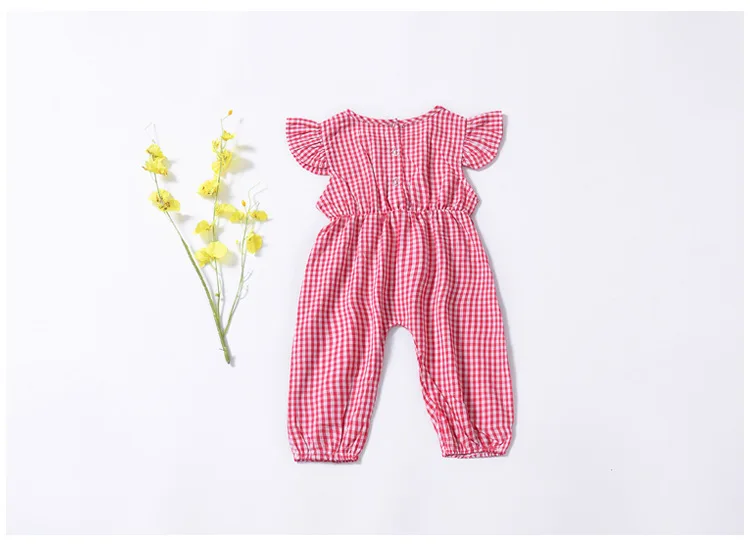 

1-2 years baby girl summer overralls pladi half pants with bow at back
