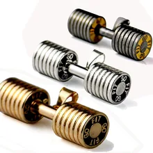 Stainess Steel Dumbbell Necklace GO FIT Pendant Gym Fitness Accessory Crossfit Barbell Pendant Women with 23 in Titanium Chain
