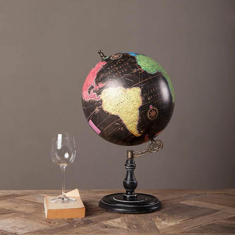 

Pedestal English edition Wooden decorative world globe vintage globe Geography terrestrial globe figurines for home