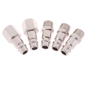 

5pcs Hot Selling Femal/Male 1/4" BSP Air Line Hose Compressor Connectors Silver Euro Male Quick Release Fittings