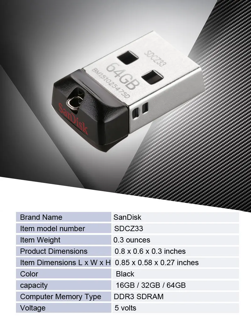 SanDisk USB 2,0 Мини-флеш-накопители 64 ГБ 32 ГБ 16 ГБ флеш-накопитель U диск USB ключ Флешка для ПК