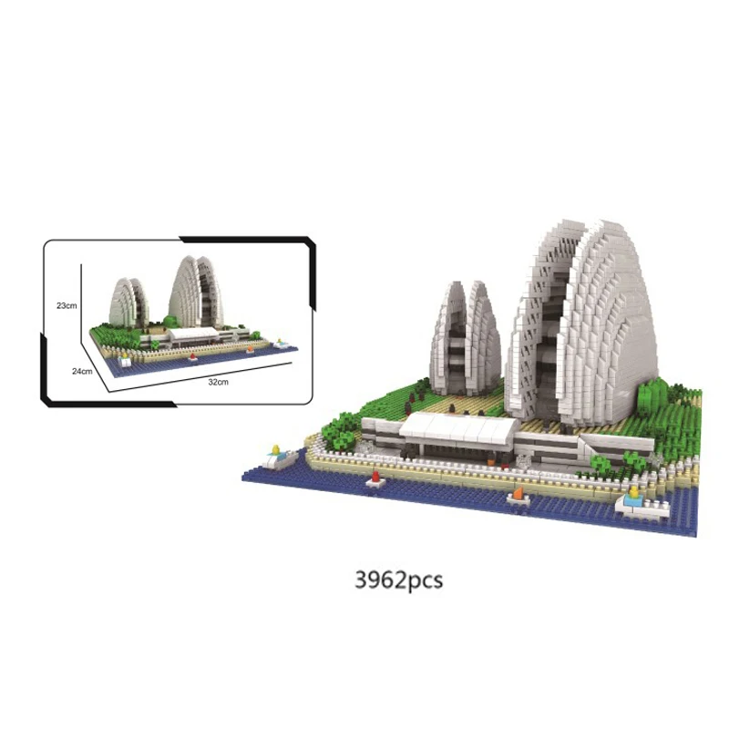 

World famous modern architecture micro diamond block China Guangdong Zhuhai Opera House model nanoblock building bricks toys