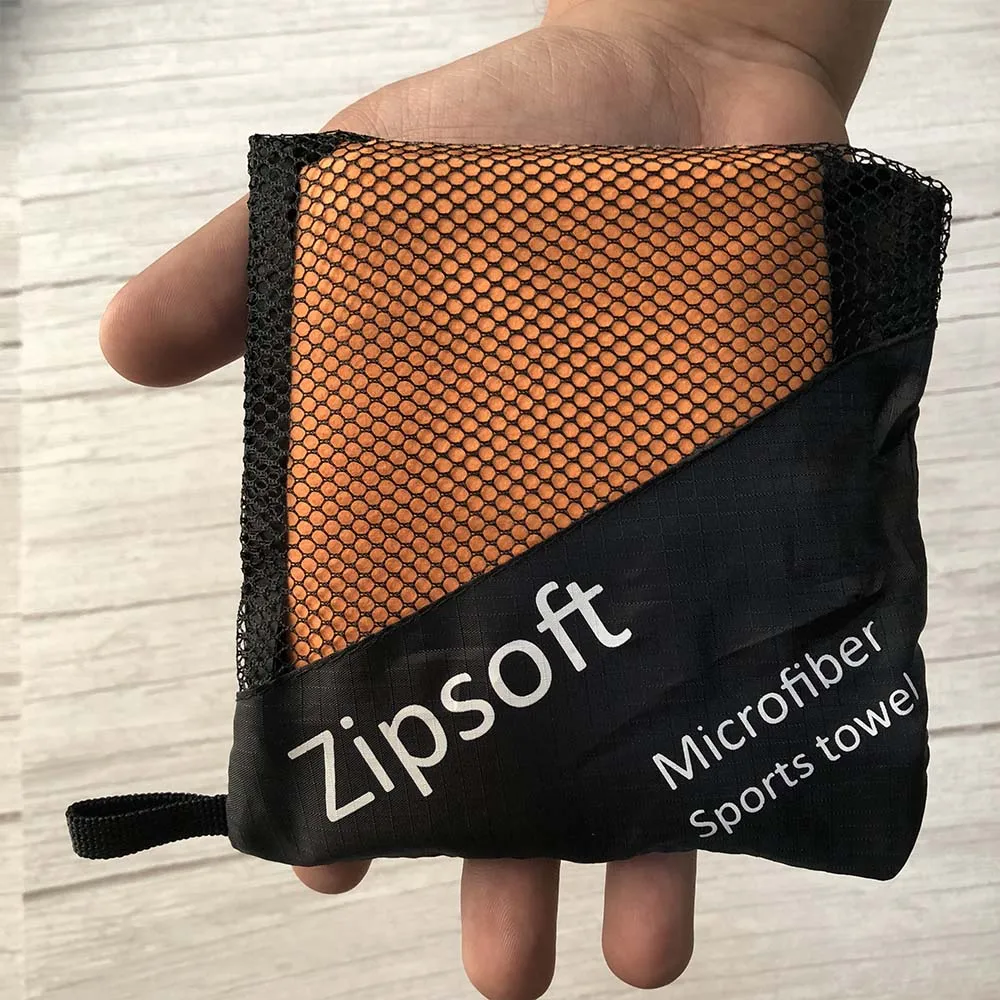 Zipsoft, быстросохнущее полотенце для путешествий, ультралегкое компактное полотенце для плавания, микрофибра, для рук, для спортзала, кемпинга, туризма, антибактериальное - Цвет: Оранжевый