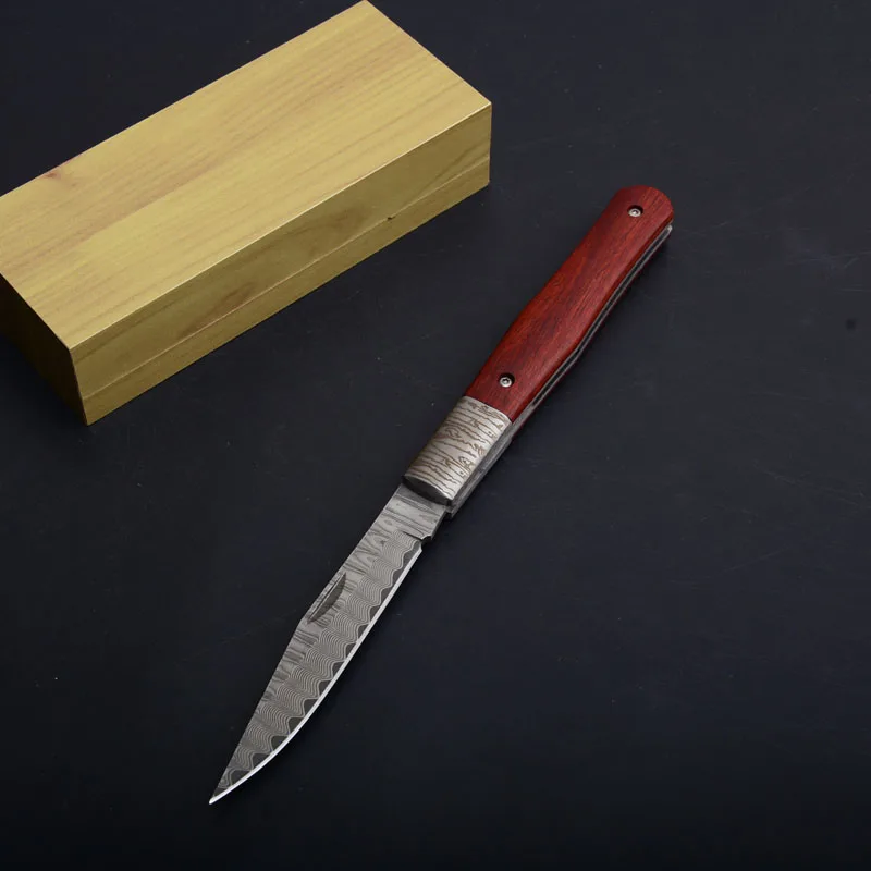 small damascus tactical folding knife puer tea needle collection knife (7)