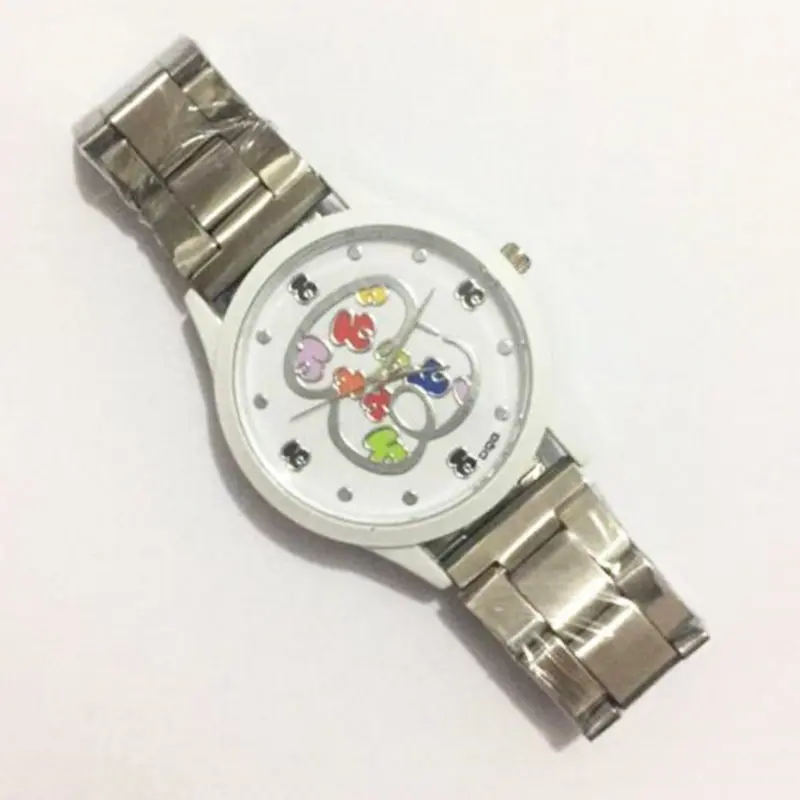 

Dropshipping Women Silver Mesh Cartoon Bear Dial Children Wristwatches Fashion Women's Steel Quartz Watches Relogio Feminino