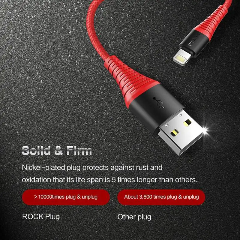 ROCK 3 в 1 высокопрочный USB Type C Micro и зарядный кабель для iPhone телефонный зарядное
